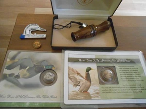 Duck's Unlimited Lot California Duck Call + Silver & Bronze Pins + Vehicle Badge - Picture 1 of 16