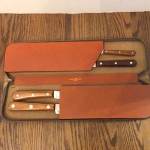 New Old Stock,J.Russell Case Signed Case XX Kitchen Knives Set/4 w/leather Case - Picture 1 of 24