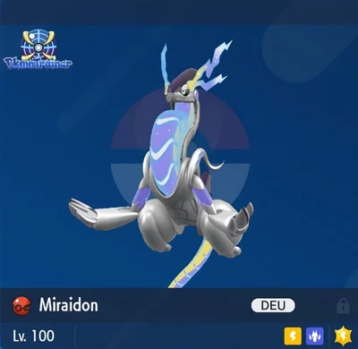 Miraidon Shiny / Lv.100 / Max. IV / Karmesin & Purpur - Bild 1 von 4