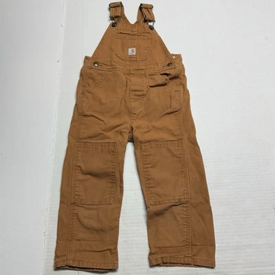 Хлопковый холщовый комбинезон-комбинезон Carhartt для мальчиков коричневый с двойным коленом размер: 5T - Изображение 1 из 4