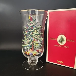 Vaso candela uragano Spode vintage albero di Natale SCATOLA ORIGINALE senza candela - Foto 1 di 10