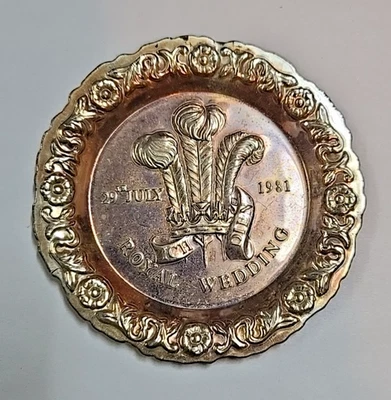 Vintage Steel Commemorative Trinket Tray for Wedding of Charles & Lady Diana - Image 1 of 4