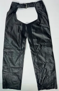 Harley-Davidson Womens Leather Chaps Black Genuine Motorcycle Riding Pants M 40” - Foto 1 di 15