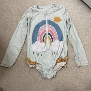 Oopsie Daisy Girls long sleeve rash guard one piece swimsuit size 7/8 RainbowZip - Picture 1 of 7