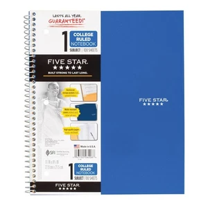 Five Star Spiral Notebook + Study App, 3 Subject, College Ruled, 8.5" x 11", Whi - Picture 1 of 10