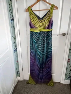 M & Co Boutique Multi Coloured Summer Maxi Dress Races Wedding Size 16 - Picture 1 of 7