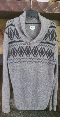 Haggar шаль воротник свитер XXL серый хлопок смесь переключатель Nordic Fair Isle - Изображение 1 из 4
