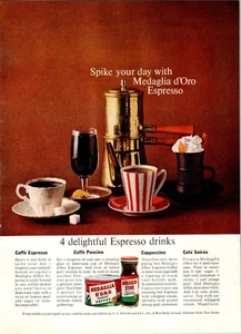 1963 Medaglia d'Oro Espresso Coffee Print Ad "Spike your day" Recipes Original - Picture 1 of 1