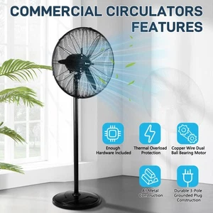20 Inch 4 Speeds Commercial & Industrial High Velocity Oscillating Pedestal Fan - Picture 1 of 10