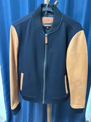 COACH Wool Leather Combo Blouson Navy/Brown Used - Image 1 of 4