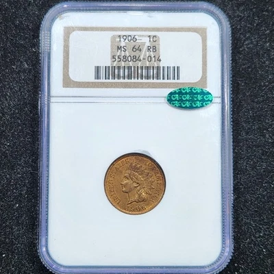 1906 Indian Head Cent | NGC MS64RB CAC - Image 1 of 3