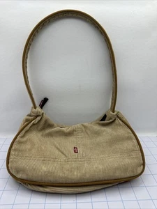 Vintage LEVIS Brown Corduroy Purse Zip Closure Short Strap Logo - Picture 1 of 6