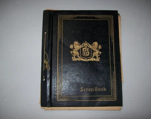 Álbum de recortes vintage años 40-50 lleno de tarjetas antiguas postales de viaje pegatinas + - Imagen 1 de 21