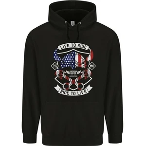 American Biker Motorbike Motorcycle USA Childrens Kids Hoodie - Picture 1 of 3