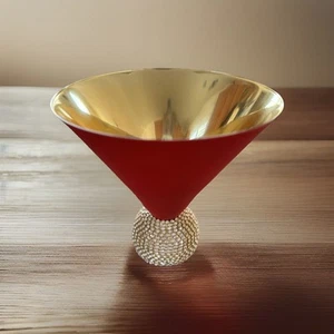 STEMLESS Martini Glass RHINESTONE BALL BASE Cocktail Glass - Picture 1 of 3