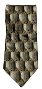 Bergamo New York Men's Geometric Print Pattern Silk Necktie, Gray - Picture 1 of 1