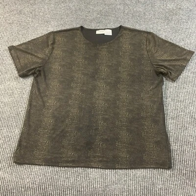 Top Liz Baker para mujer grande negro manga corta elástico ligero estampado por todas partes Foto 1 de 4