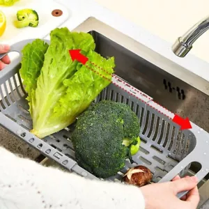 Extendable Collapsible Over the Sink Strainer Colander Drain Basket For Kitchen - Picture 1 of 14