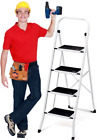 DELXO Step Ladder Folding Step Stool 4 Step Ladder with Handrails Heavy Duty Ste