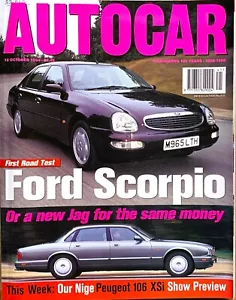 AUTOCAR MAGAZINE 12-OCT-94 - Ford Scorpio 24v, Vauxhall Omega V6, Jaguar XJ6 3.2 - Picture 1 of 7