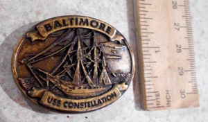 Baltimore USS Constellation Magnet Metal ship  Oval Traub Company - Picture 1 of 3