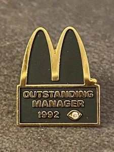McDonalds Vintage 1992 Outstanding Manager Diamond Chip Pin Black & Gold - Picture 1 of 6