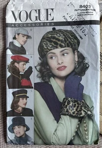 Vogue #8403 Accessories Gloves Cuffs Hats Sz S M L Uncut - Picture 1 of 2