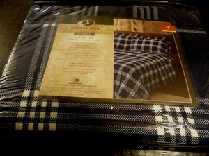 new 4 pc TWIN Sheet set  MOSSY OAK navy blue white  PLAID Xtra Pillow Cabin Dorm - Picture 1 of 5