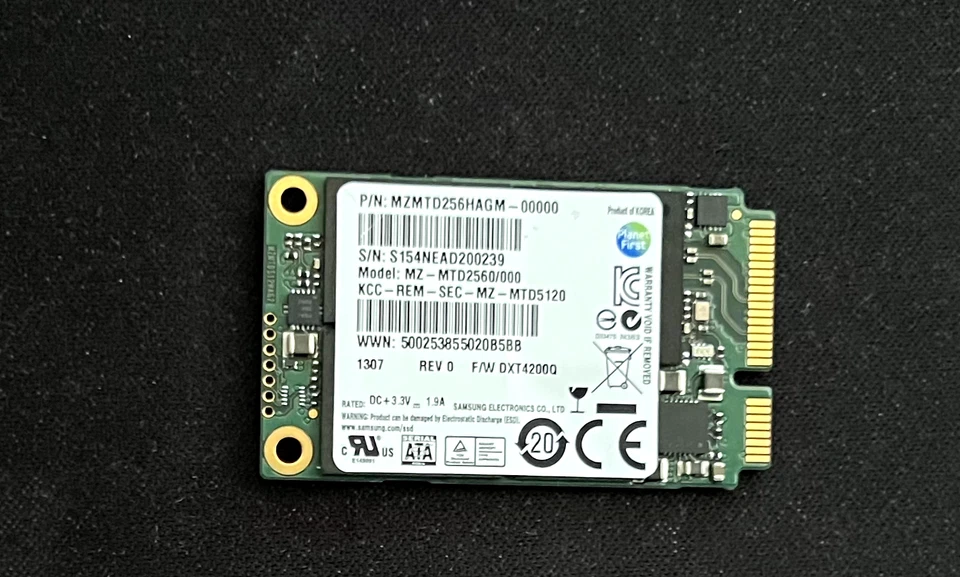 Samsung MZMTD256HAGM-000D1 256GB mSATA 50.8mm 1.8 inch Internal Laptop SSD  - Image 1 of 2