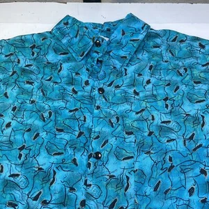 VINTAGE KUSHI 100% Rayon Made in the USA HAWAIIAN ALOHA Single Stitch SHIRT Sz M - Picture 1 of 6