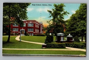 Postal de colección de Curt Teich de Galion Ohio OH High School 1942 - Imagen 1 de 1