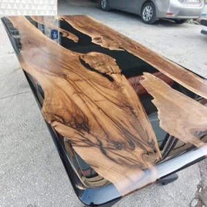 Custom Epoxy Resin River Table, Solid Walnut Wood Dining Table, Handmade Large - Picture 1 of 17