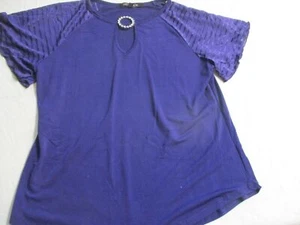 Womens new look purple short sleeve blouse sz l - Picture 1 of 6