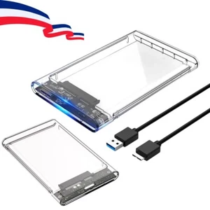 Boitier Disque Dur Externe 2.5 pouces transparent USB 3.0 pour SATA HDD et SSD - Photo 1/4
