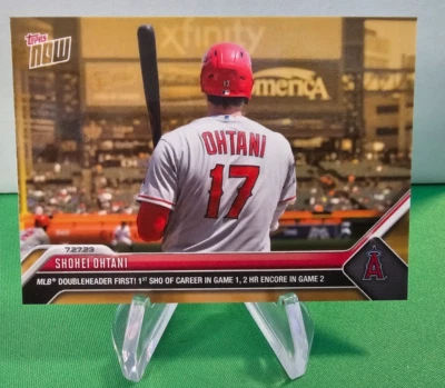 2023 Topps Now Shohei Ohtani Shutout Doubleheader 2HR Gold Bonus Card ODB-26 - Image 1 of 2
