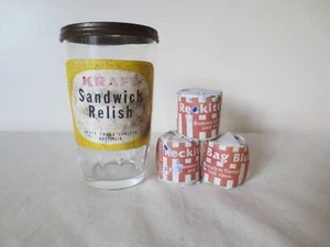 Vintage Kraft Sandwich 5oz Relish Jar & Lid + Reckitts Blue Laundry Washing Bags - Picture 1 of 14
