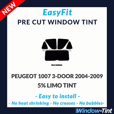 EasyFit Static Pre Cut Tint For Peugeot 1007 3-door 2004-09 - 5% Limo Rear - Image 1 of 3