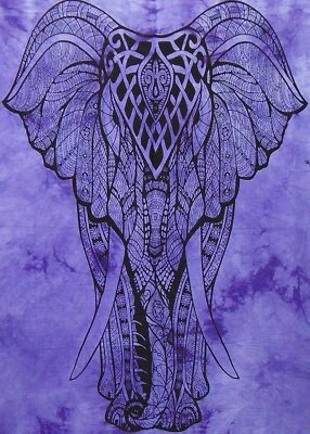 Indian Stand Elephant Wall Hanging Cotton Bohemian Tapestry Poster Mandala Art - Image 1 of 4