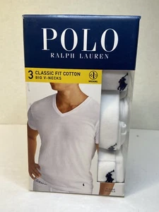NIB Polo Ralph Lauren Undershirts Pkg/3 Classic Fit Cotton Big V-Necks White 4X - Picture 1 of 3