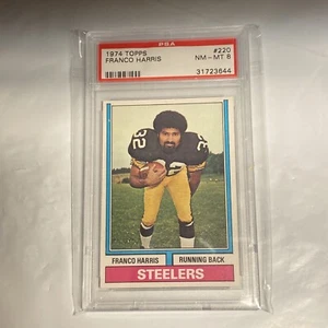 1974 Topps Football Card #220 Franco Harris Steelers PSA 8 NM-MT - Picture 1 of 2