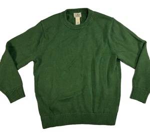 LL Bean Knit Sweater VTG Fisherman Kelly Green Crewneck Unisex Pullover Jumper L - Picture 1 of 10