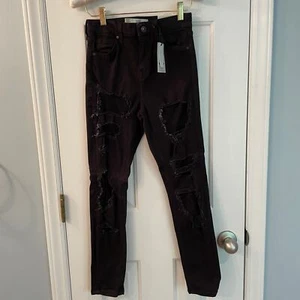 Women’s Jeans Topshop Moto Jamie High Waist Grazer Black W 26/28 NWT $95 - Picture 1 of 6