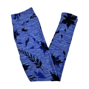 OS LuLaRoe Leggings ~ BLUE FLORAL PATTERN ~ Sizes 2-10, ONE SIZE; leaves - Picture 1 of 3