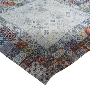 Tischdecke Mosaik-Design 90x90cm kunstvoll Gobelin Beige-bt Polyester-Baumwolle+ - Bild 1 von 2