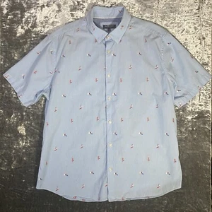 Camisa Edición Limitada Azul Con Estampado Surfer Bordado Manga Corta - Imagen 1 de 6
