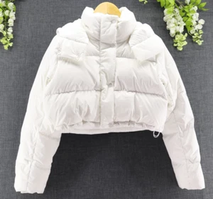 Lululemon Women's Wunder Puff Super Cropped Hooded Jacket White Sz 6 - Picture 1 of 11