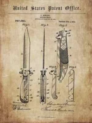 Altes, antikes Messer / Taschenmesser 1887+ - hist. Designs f. Poster / Wandbild - Bild 1 von 4