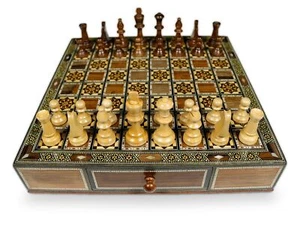 Holz Schach /Dame Brett  mit Schubladen    BM400 F - Picture 1 of 8