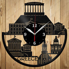 Vinyl Clock Greece Skyline Vinyl Record Clock Handmade Original Gift 6357