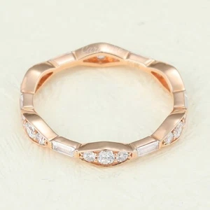 Vintage Moissanite Engagement Ring Wedding Band Moissanit 925 Sterling Silver - Picture 1 of 11